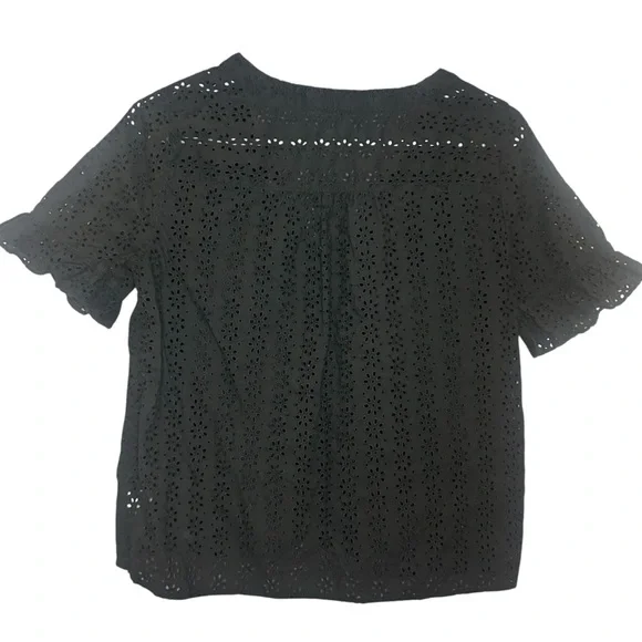 Madewell Black Eyelet Blouse size small - Picture 4 of 9